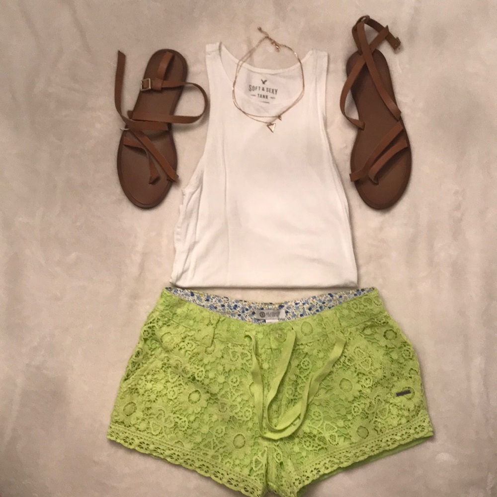 Lime Green Lace Shorts